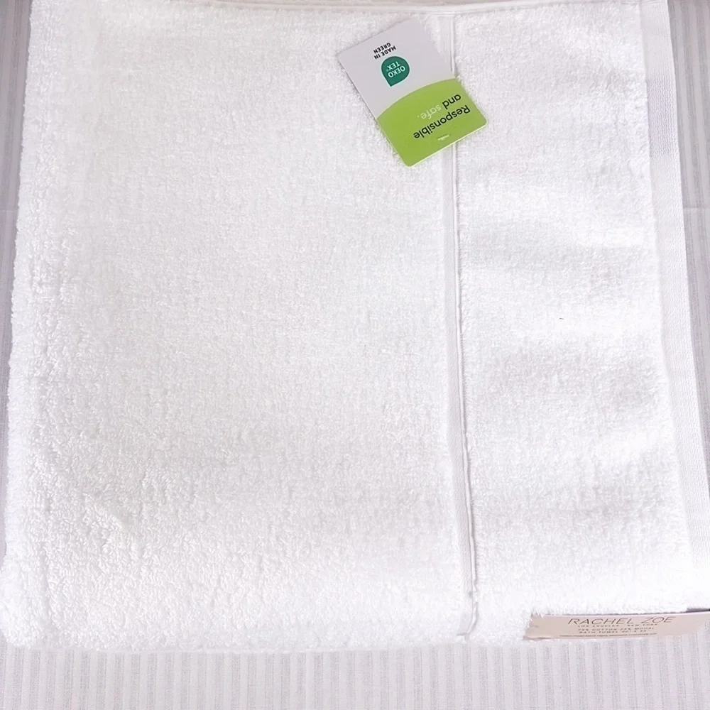 Rachel Zoe Bath Towel Set White 2 PCS Cotton Modal NEW